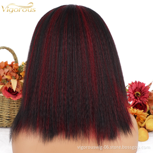 613 10a Best Quality Glueless Dropship Vendor Price Curly Yaki Highlight Bug Synthetic Headband Wigs Brazillian For Women